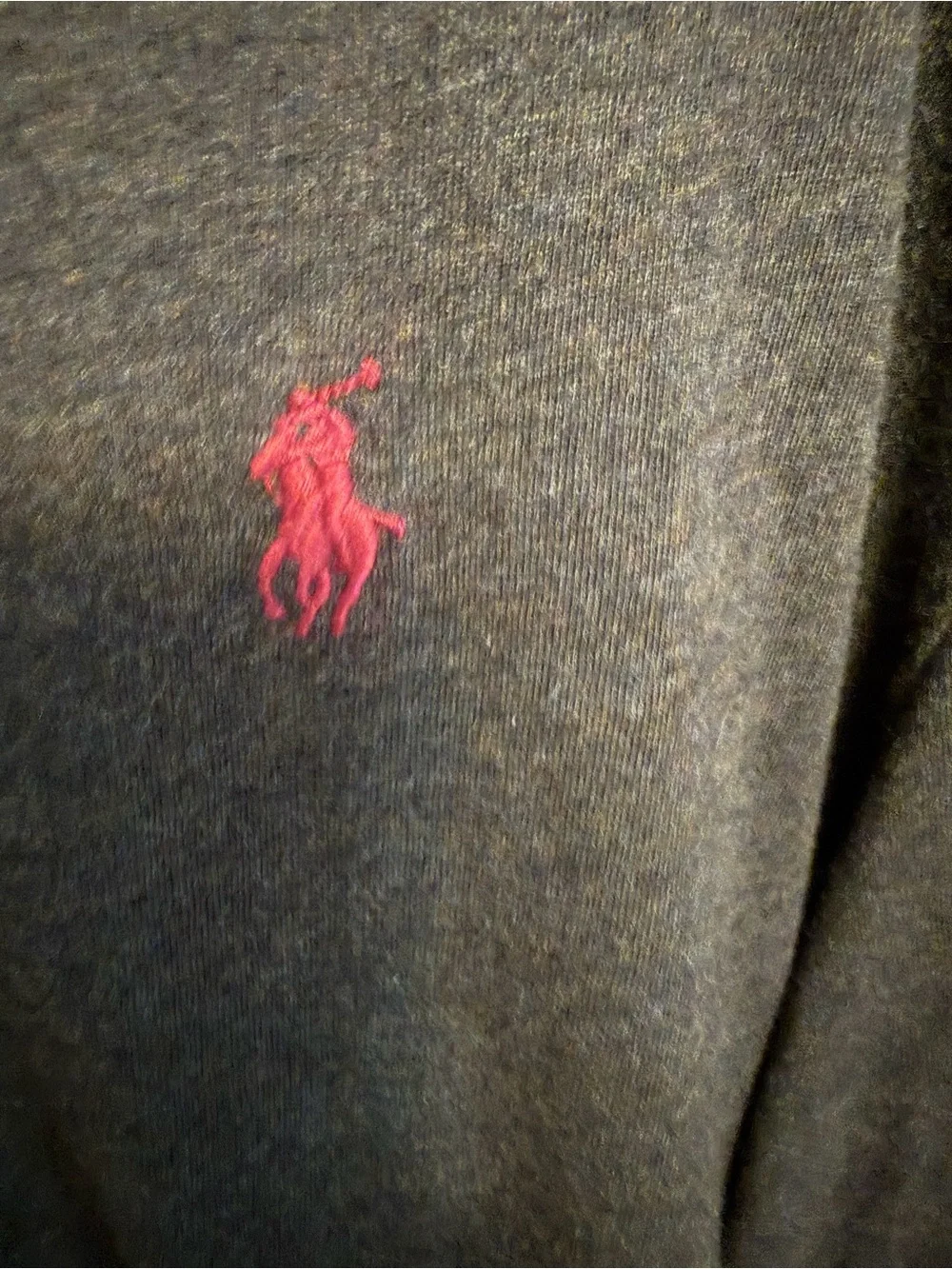Polo Ralph Lauren Men's Long-Sleeve V-Neck T-Shirt Gray/Pink Pony